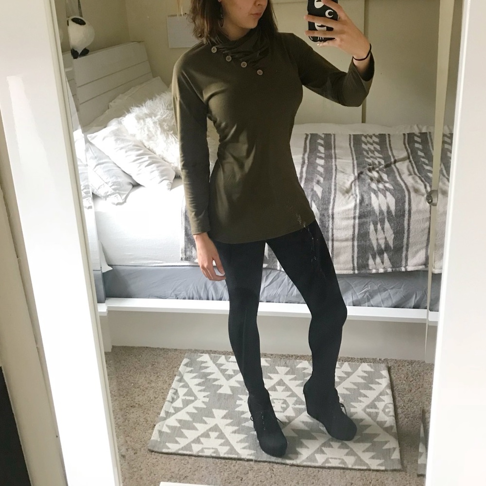 Olive Green Cowl Neck Sweater